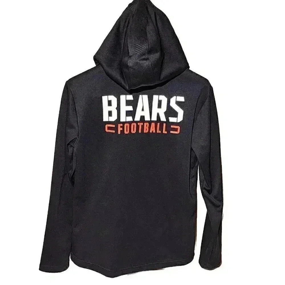 Mens Chicago Bears Size Small Zip-up Hoodie Sweatshirt Orange Black NFL - Picture 4 of 7